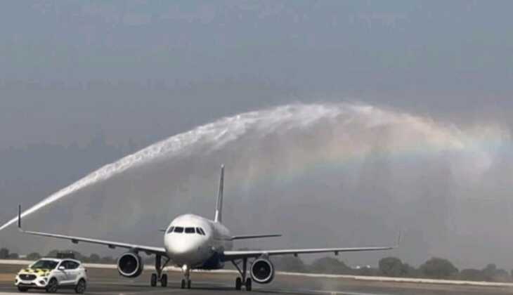 सफल रहा हिसार एयपोर्ट पर ट्रायल, 72 सीटर विमान का हुआ पानी की बौछारों से स्वागत