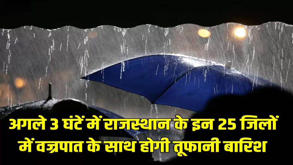अगले 3 घंटें में राजस्थान के इन 25 जिलों में वज्रपात के साथ होगी तूफानी बारिश