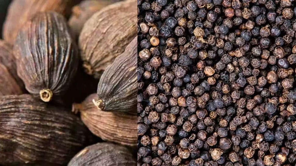 काली मिर्च, बड़ी इलायची, हल्दी, जीरे 