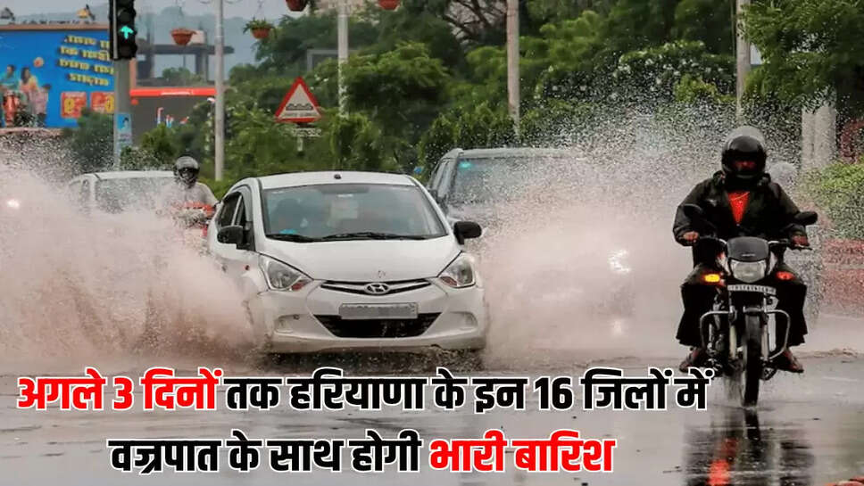 अगले 3 दिनों तक हरियाणा के इन 16 जिलों में वज्रपात के साथ होगी भारी बारिश